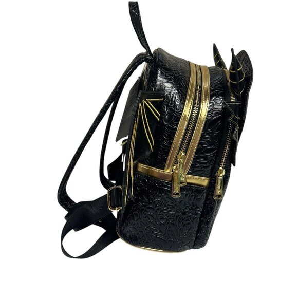 NWT Loungefly Disney Fourth Wing Black & Gold Dragon Mini Backpack - Picture 4 of 6